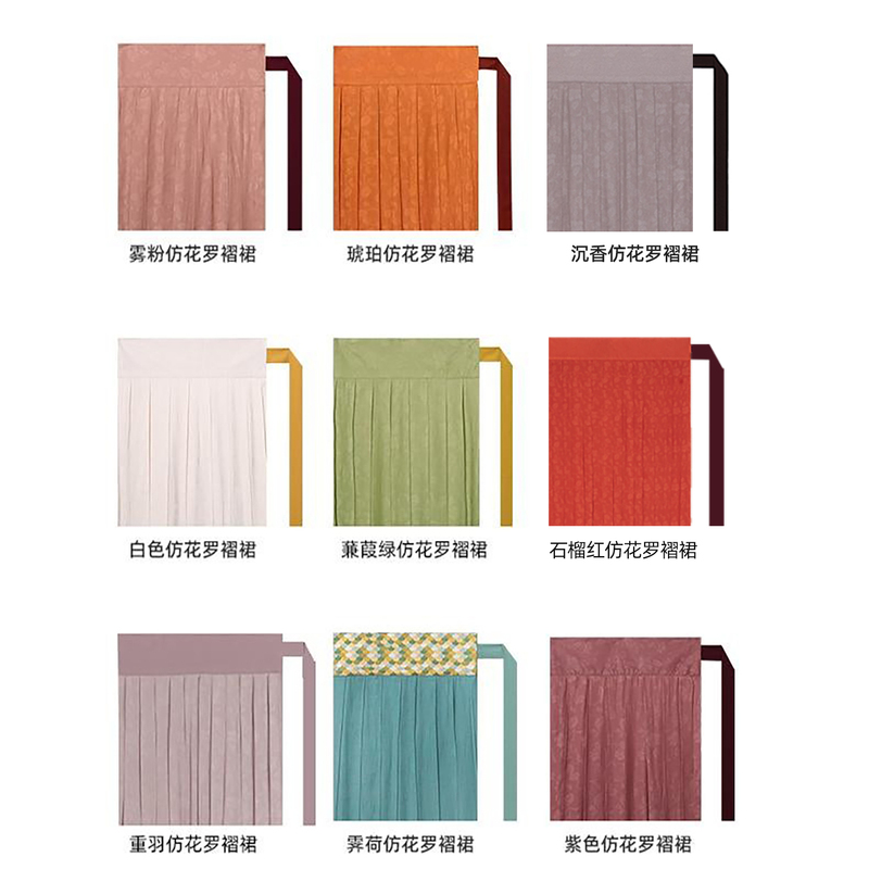Mystery Ah-Huang Imitation Floral Pleated Skirt Hanfu Half-Skirt for Petite Women, Spring and Summer, Improved Chinese Style, Everyday Versatile Han Elements