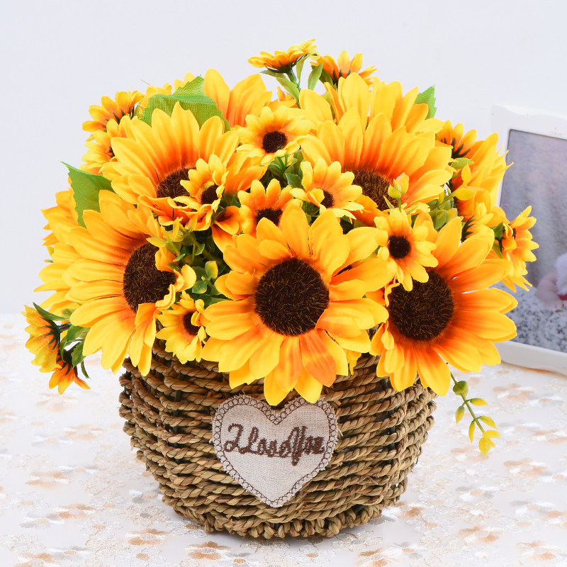 Fake Flowers Simulation Flowers Sunflower Sunflower Tea Table Living-room Dining Room Table Decoration Swing Accessories Fridge Air Conditioning Indoor Pendulum Bouquet