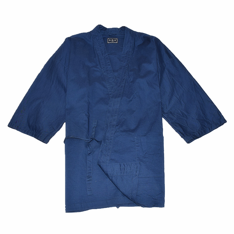 Nhật Bản dệt kim cotton cotton kimono đơn áo sơ mi ngắn tay bộ đồ ngủ