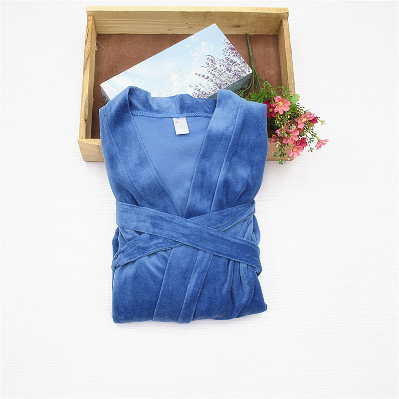 Xuất khẩu sang Châu Âu và Hoa Kỳ Chất liệu nhung cotton 80% mỏng Áo choàng dài tay cho nam Áo choàng ngủ Áo tắm màu rắn 12-1 áo choàng bông trung niên