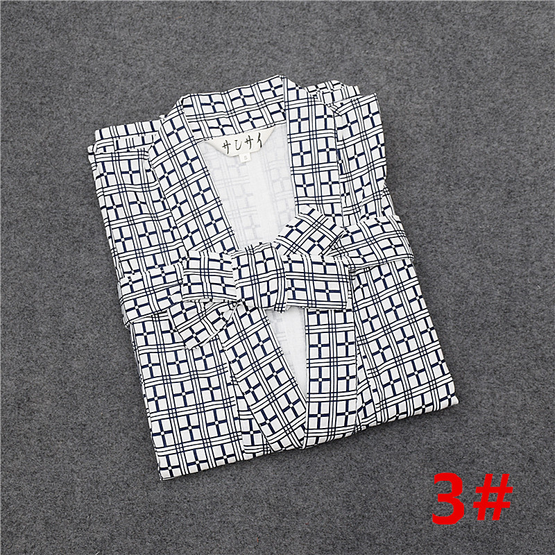 Mới xuất khẩu bông gạc hai lớp bông gạc dài nam kimono áo choàng tắm áo choàng tắm áo choàng 10-2 đồ ngủ cao cấp