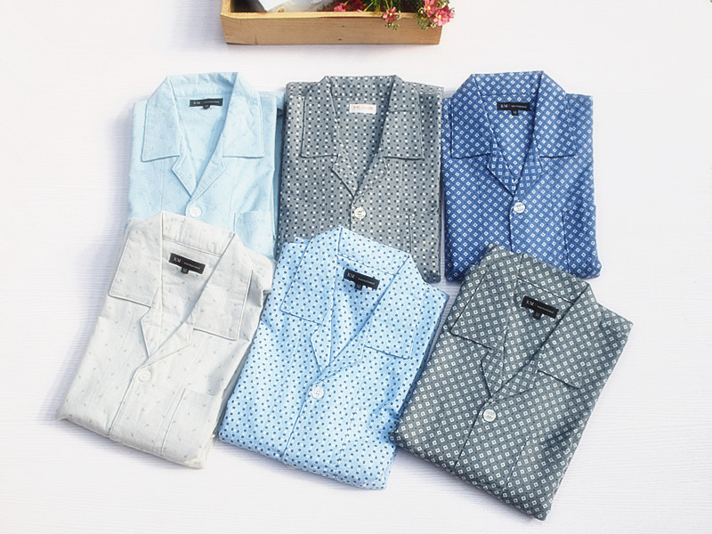 Xuất khẩu quần cotton nam dệt nhung mờ dài tay nhung dài tay thiết lập dịch vụ nhà 8-1 pijama nam