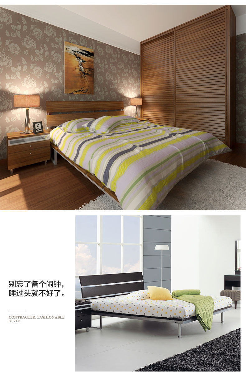 Red Apple nội thất thời trang tối giản hiện đại 1,5 / 1,8 m kim loại đôi tấm giường khung R807-B - Giường giường gỗ gấp thông minh