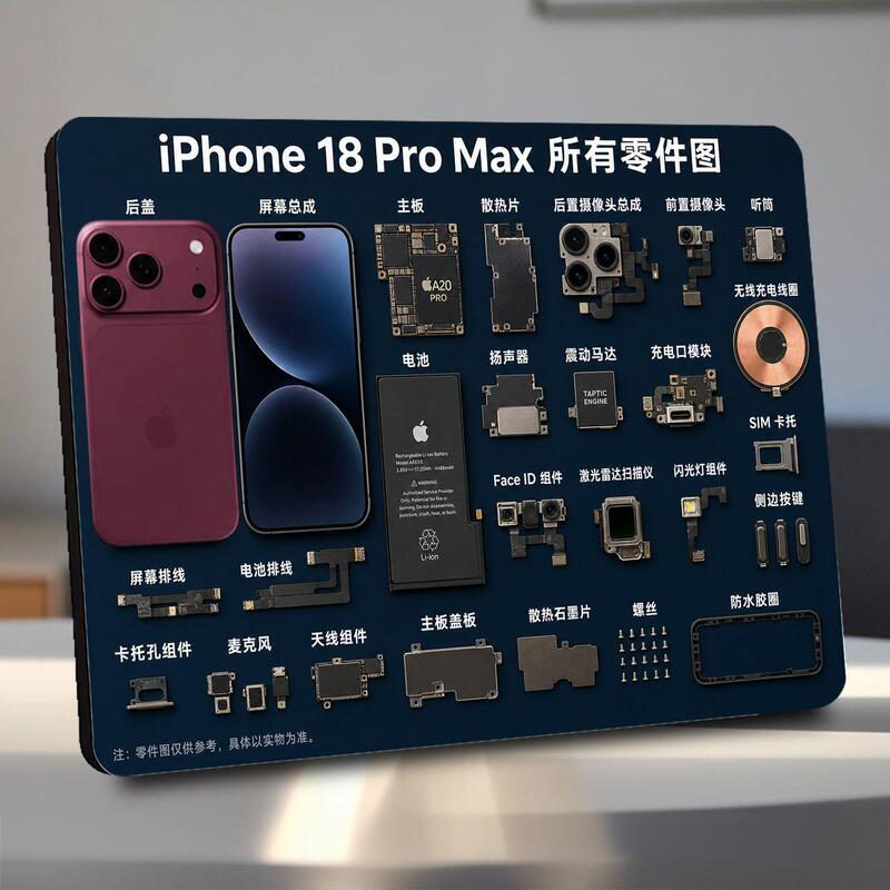 Apple iPhone 18 Pro Max Disassembly Parts Diagram Photo Frame Display Stand Repair Shop Front Desk Display Sign Apple iPhone 18 Pro Max Disassembly Parts Diagram Photo Frame Display Stand Repair Shop Front Desk Display Sign