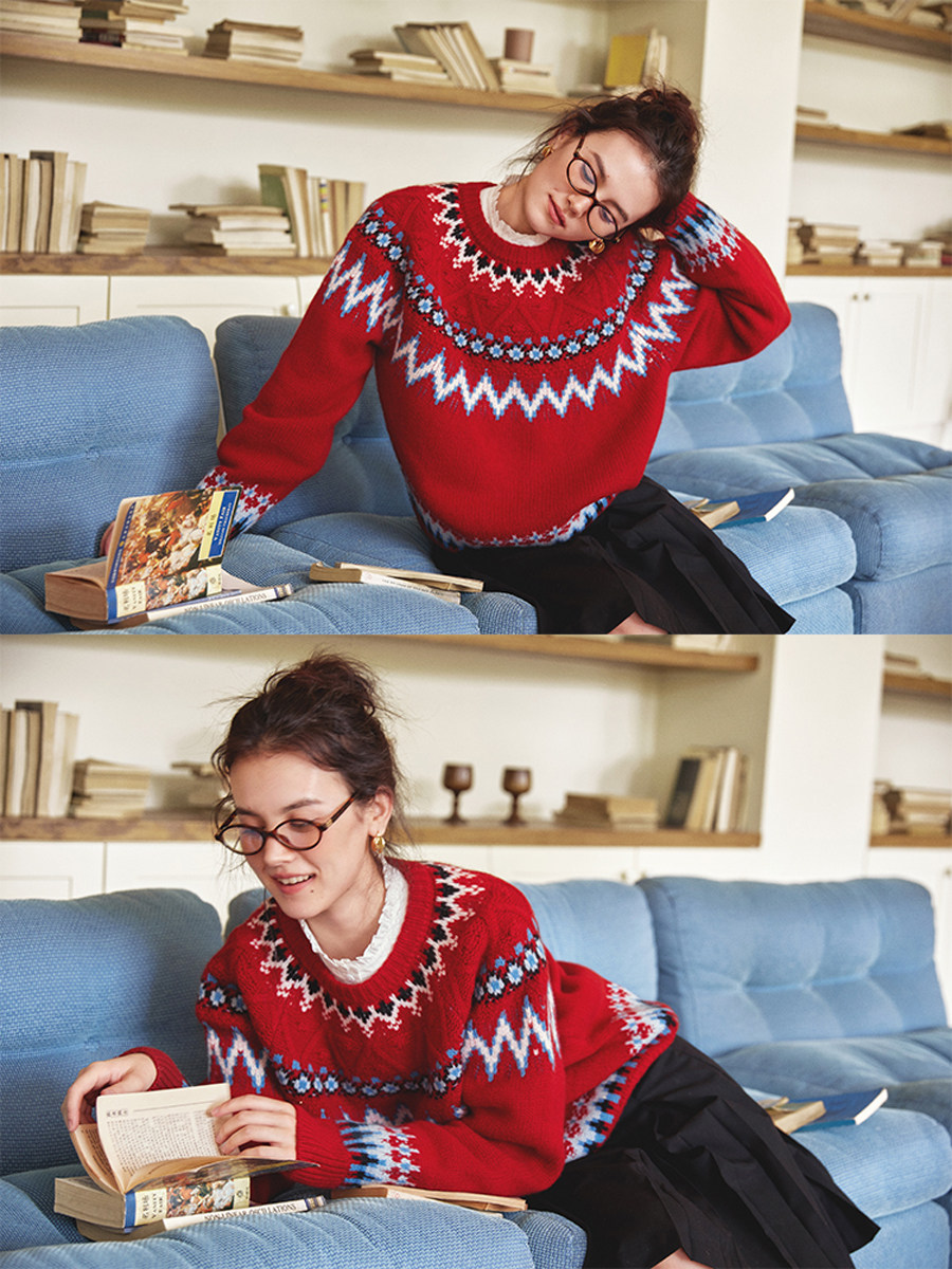 新品 ラッセルノ ゴルフ グラフィック ニット セーター アイボリー XL 6 PURE】スラブヤーンプルオーバー(ニット・セーター) | Sybilla(シビラ