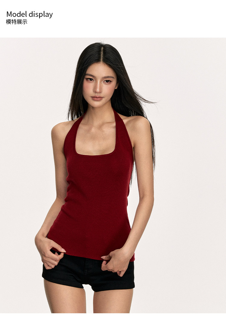Топы/майки anna aneae天丝简约挂颈背心吊带女夏季微宽松运动休闲辣妹上衣潮
