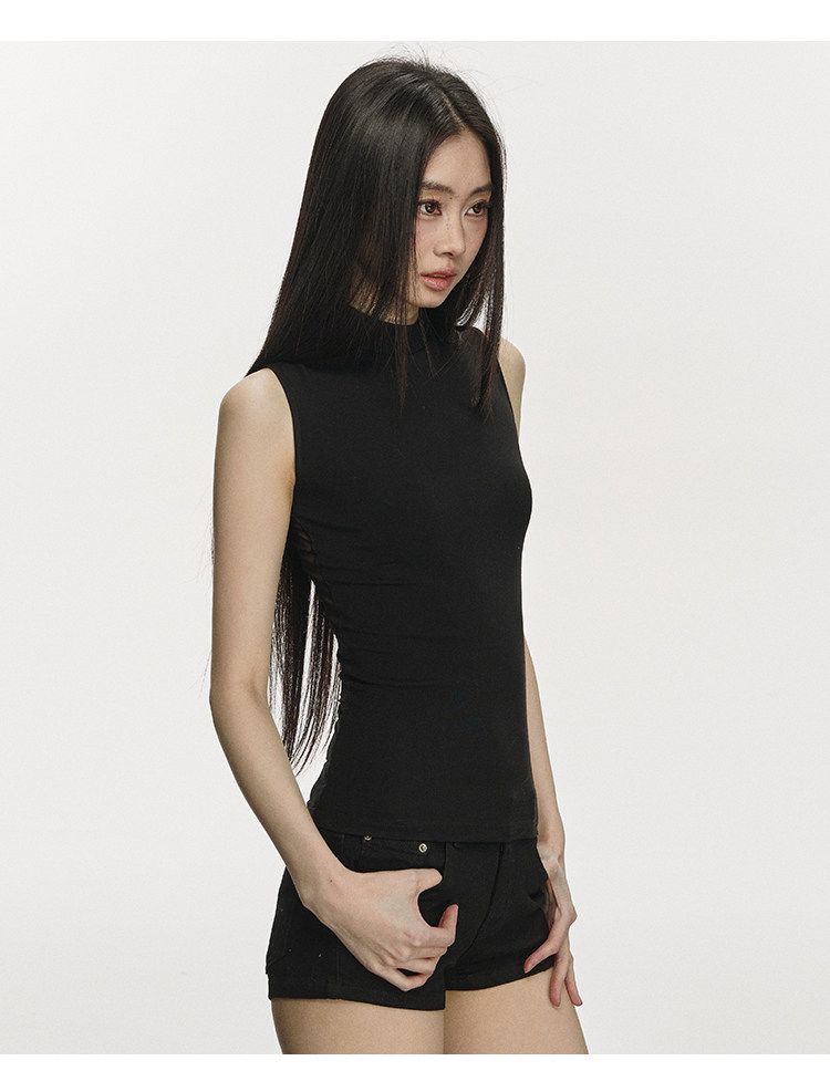 Топы/майки anna aneae网纱拼接上衣女夏季露背飘带修身辣妹性感无袖背心上衣