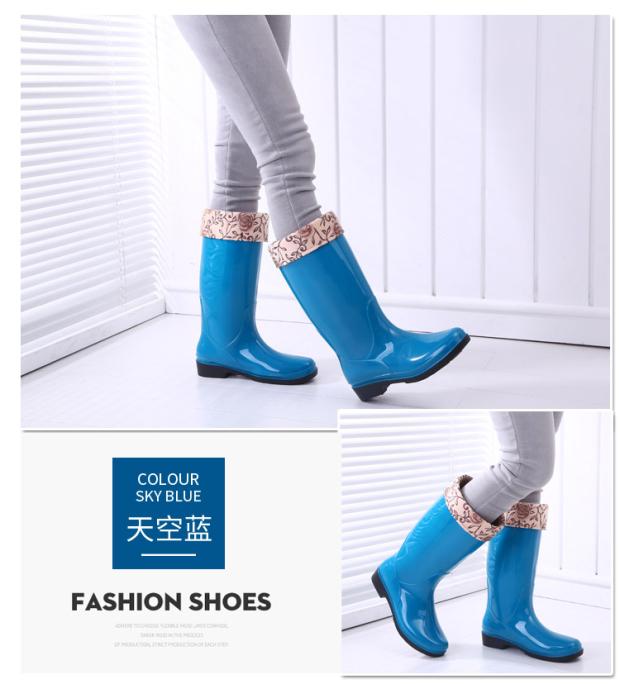 Giày cao gót nữ ủng đi mưa thời trang giày cao su không thấm nước Giày chống trượt ủng đi mưa cao cổ