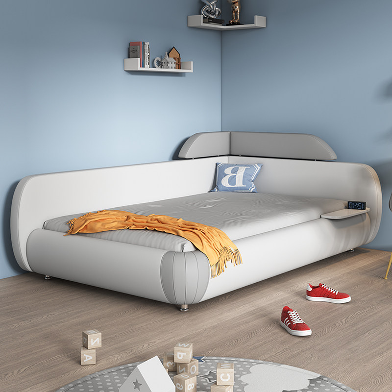 Love Tumulus Children's Bed Boy Single Bed Little Girl Leather Bed 1 2 Children Room Brief Modern Times Bedridden Bedside Bed