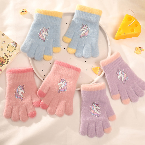 Autumn and winter young children's gloves thin girls winter five-finger baby boys 4-8 years old children warm 1-3 children