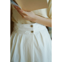 nicepeople summer new waist irregular pleated skirt retro bubble cotton hemming skirt