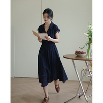 nicepeople retro lace jacquard texture lace stitching V-neck short-sleeved large umbrella dress long skirt