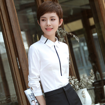 Hotel front desk cashier studio white base shirt long sleeve autumn and winter clothing temperament Joker professional shirt women's dress