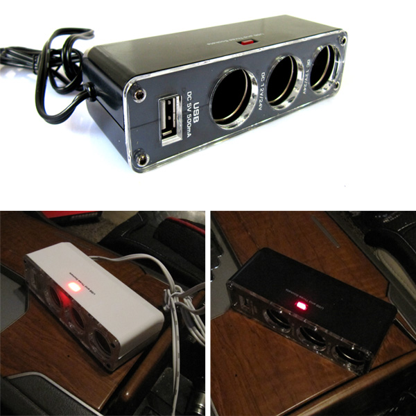 Car cigarette lighter one drag three with usb on-board charger 10% Three-car charging conversion plug multifunction
