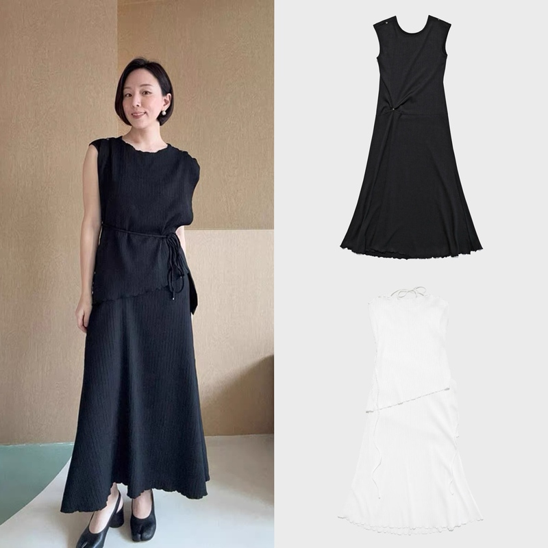 Nuo Xiaola Genuine Product 2026 Summer New Arrival Korean Designer Jc Ribbed Round Neck Sleeveless Dress Nuo Xiaola Genuine Product 2026 Summer New Arrival Korean Designer Jc Ribbed Round Neck Sleeveless Dress