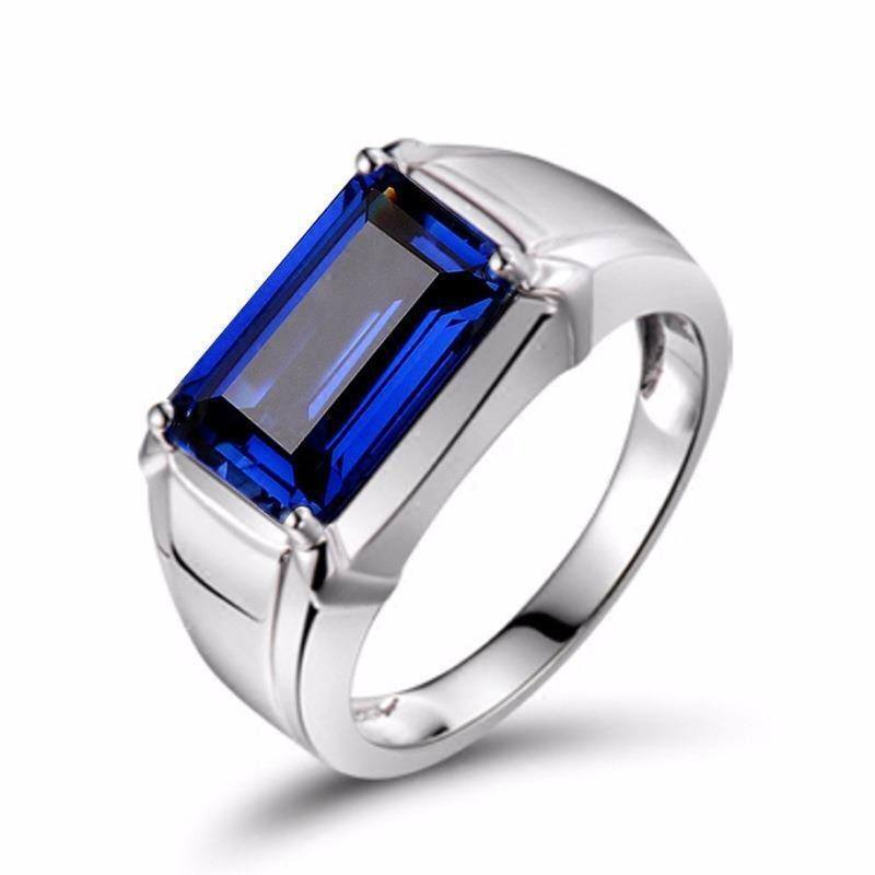 Feihong's New Emerald Rectangular Men's Open Ring, Simple, Stylish, Business-Like, and Bold Men's Adjustable Ring