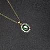 Feihong Sunflower Full Diamond Princess Diana Pendant Low-Luxury Imitation Emerald Necklace Garnet Ruby Princess Necklace