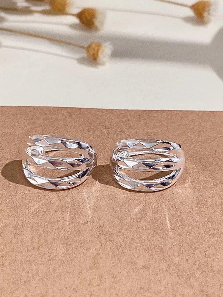 Silver Earrings 999 Pure Silver for Women, Full Silver, Suitable for Round Faces, Large Hoop Earrings for Mothers, No Need to Take Off When Sleeping, Silver Jewelry for Elderly Women and Grandmothers
