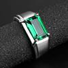 Feihong's New Emerald Rectangular Men's Open Ring, Simple, Stylish, Business-Like, and Bold Men's Adjustable Ring