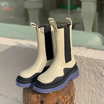 New chimney thick bottom mid-tube Chelsea boots mona leather large size Martin boots winter thin boots for women