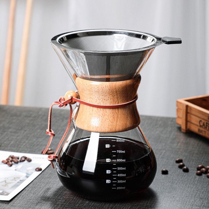 Chemex Hand-Brewed Coffee Pot High Borosilicate Glass Coffee Sharing Pot Coffee Filter Cup Hand-Brewed Classic Coffee Pot