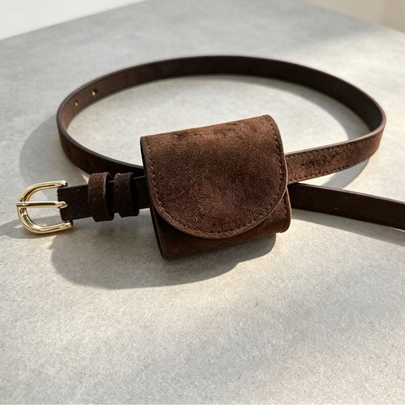 Vintage Suede Small Waist Bag Belt, Women's Decorative Thin Belt, Mini Bag Waist Accessory for Dresses and Jeans Vintage Suede Small Waist Bag Belt, Women's Decorative Thin Belt, Mini Bag Waist Accessory for Dresses and Jeans