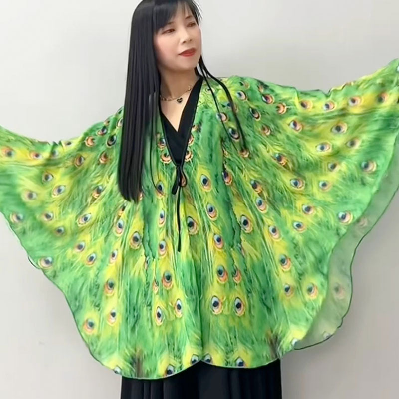 Sun Protection Versatile Chiffon Scarf Beach Shawl Scarf Imitation Peacock Wings Dance Cycling Photo-Taking Recommended Sun Protection Versatile Chiffon Scarf Beach Shawl Scarf Imitation Peacock Wings Dance Cycling Photo-Taking Recommended