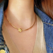 Special price Italy imports 18k gold double layer Woven Silk Screen Necklace Necklace Roseflower Mountain Tea Flower Pendant