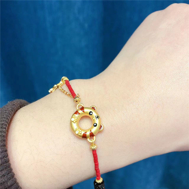 Gold 999 Pendant Sweet Tiger Ancient Fart Silver Accessories Accessories Antique China Red Pearl Handmade Accessories Adorable Gifts