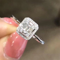 Rock sugar time 18 points ladder square natural real diamond 18K white gold ring ring ring pendant necklace with certificate