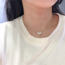 Love heart-shaped 20 points 30 points 50 points 1 carat natural real diamond group set with 18K white gold gold clavicle necklace