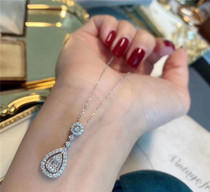 Goddess 18K White Gold Drops 50 Points True Diamond Pendant Clavicle Necklace Necklace 80 Points Earrings socialite with Certificate