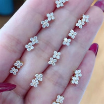 Classic four-leaf straw lucky grass Total 20 Diamonds 18K Platinum Gold Earrings Earrings Small And Delicate Raising Ear