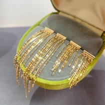 A shade of dreamlike flow suchu 18k gold lace waterfall earrings earrings earrings imported with small beads ultra-shiny Japanese