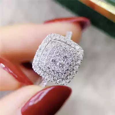 Classic Square 1 karat natural real diamonds 18K platinum ring 10 karat effects fashion luxury group mosaic