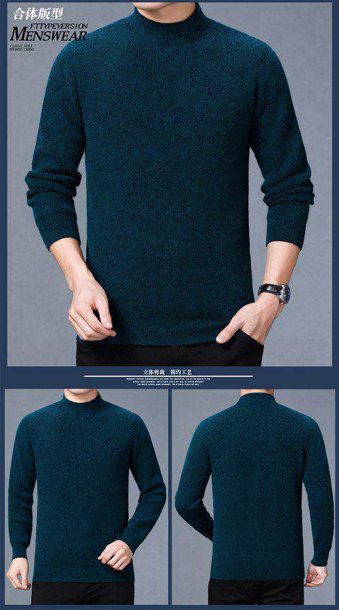 Playboy mùa thu và mùa đông nam trung niên màu rắn cổ tròn áo len cashmere đan áo len xu hướng mới Áo len Hàn Quốc áo khoác nam