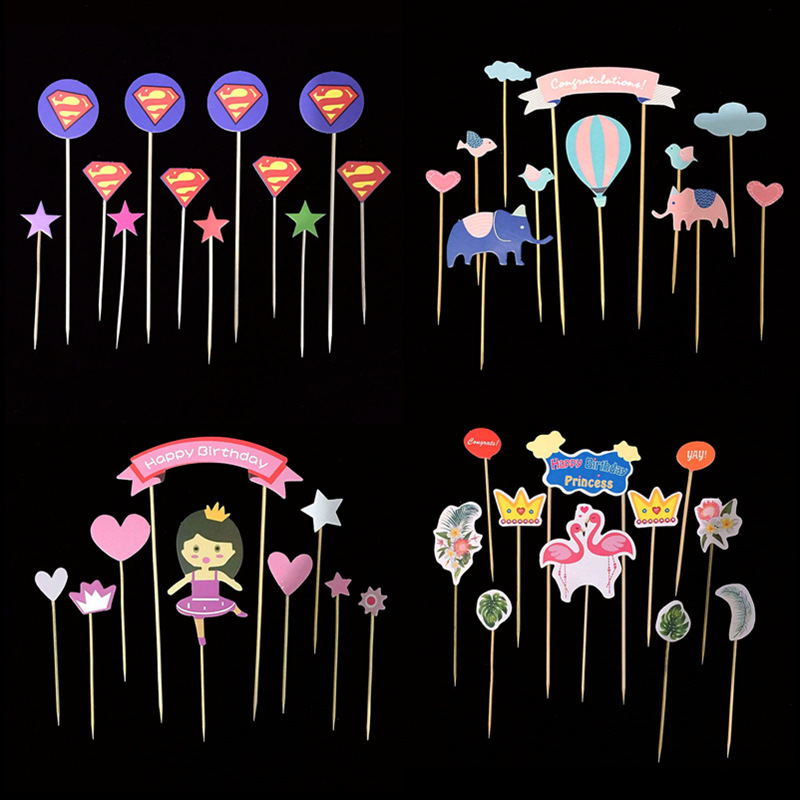 Cartoon Inserts suit cake Decorative Inserts Small Pig Family Happy Birthday Plugin Baking Accessories Pendulum