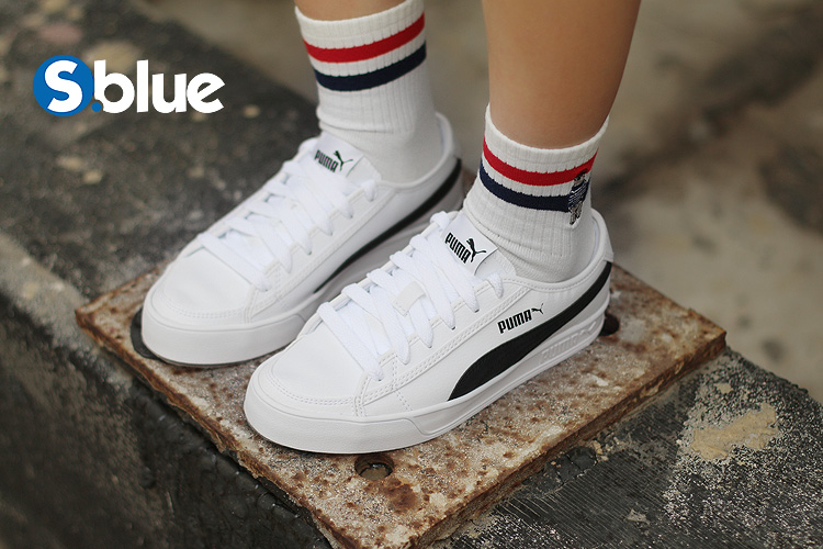 Puma 彪 MA SMACH V2 giày da trắng và đen cho nam và nữ giày the thao nữ