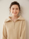High-end sense! Zipper large lapel cashmere sweater women's thickened sweater loose autumn 2025 winter wool bottoming sweater