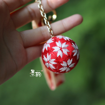Hand bow original cherry blossom handwoven bag hanging key button Japanese and wind craft companion gift birthday present