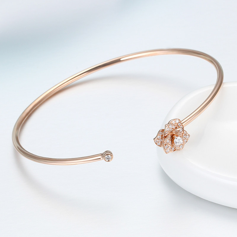 Natural Diamond Bracelet Female 18K Gold Rose Gold Rose Bracelet Fancy Romantic Bracelet Jewelry Gift