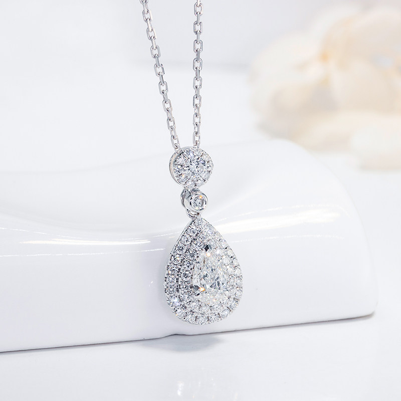 Diamond necklady 18k gold kklace gold - clock gold gold platinum 30 points water drop pendant