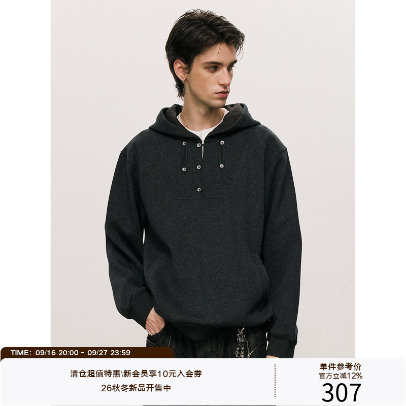 Lr Made 26Aw Adjustable Buckle Strap Retro Mixed Color Texture Warm Pullover Hoodie Sweatshirt Lr Made 26Aw Adjustable Buckle Strap Retro Mixed Color Texture Warm Pullover Hoodie Sweatshirt