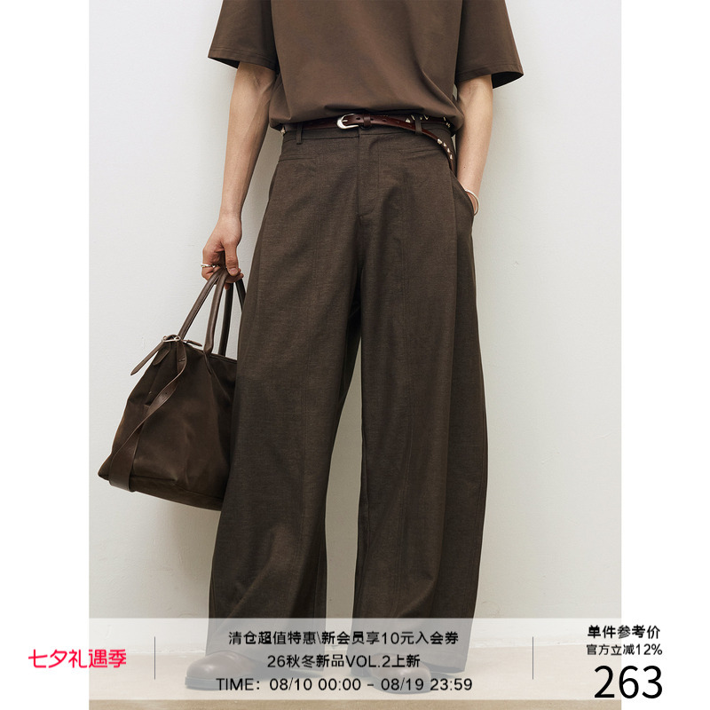 Lr Made 26Ss Single Pleated Diagonal Pocket 300g Floral Yarn Texture Tr Silhouette Flowing Casual Long Trousers