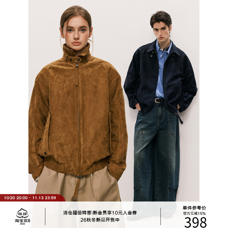 Lr Made 26Aw Soft Suede Detachable Collar Buckle Half Raglan Retro Jacket Lr Made 26Aw Soft Suede Detachable Collar Buckle Half Raglan Retro Jacket