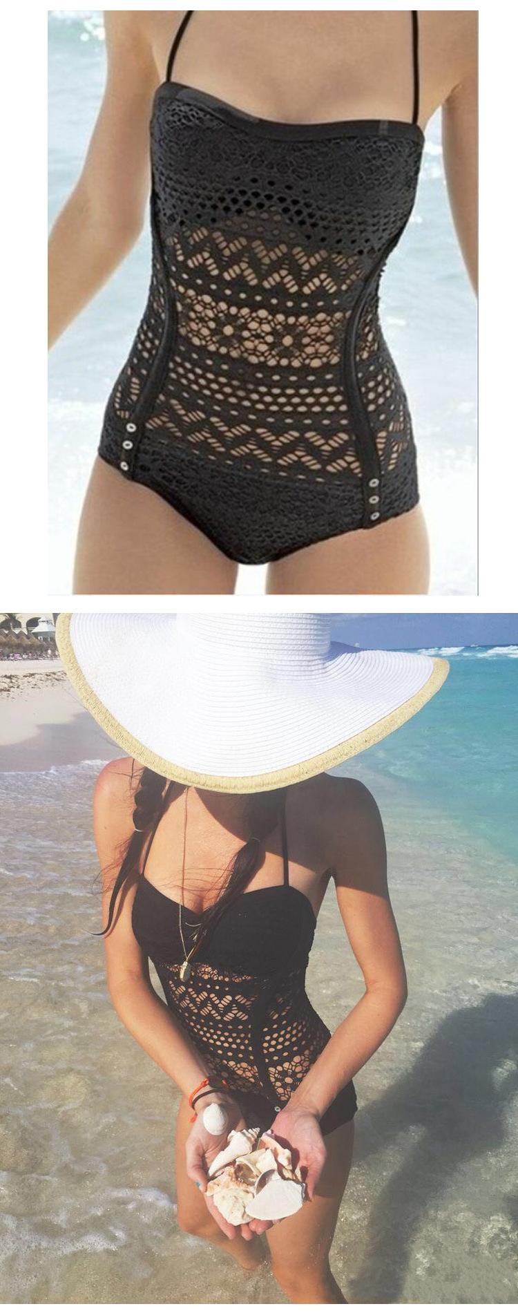 Xiêm dệt kim Openwork Sexy Bikini Bikini Bikini Áo tắm nữ đồ bơi áo tắm cho người béo