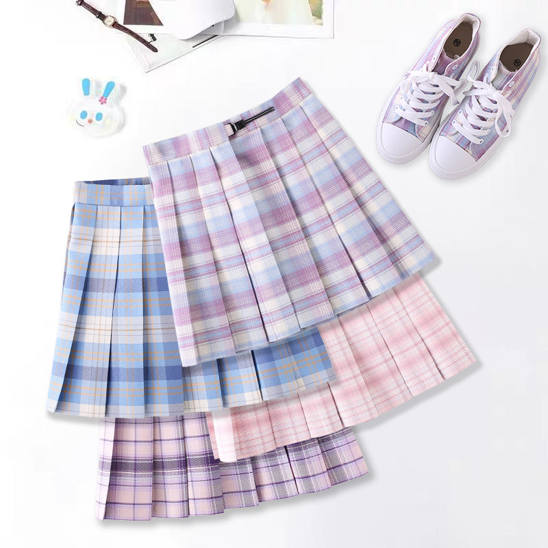 Girl Jk Uniform CUHK Child Skirt Child Thyme Skirt Half Body Dress Spring Autumn Plaid Fall Suit Short Dress Genuine