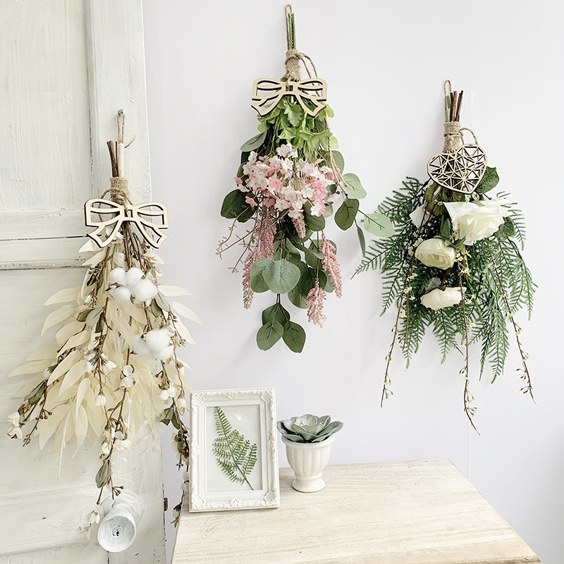 Nordic Ins Wind Bouquet Wall-mounted Wall Green Plant Pendant Living Room Shop Home Fake Flowers Emulation Flower Branches Leaf Decoration