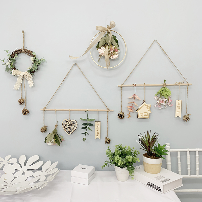 ins shop genguan wall decoration simulation flower home wall background wall idea green planting fake flower pendant wall hanging