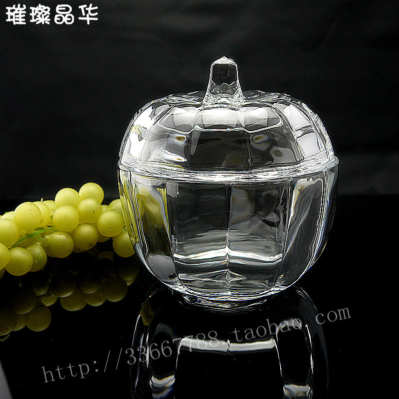 Crystal glass candy jar Christmas with lid fashion deposit tube creative living room coffee table candy box home decoration